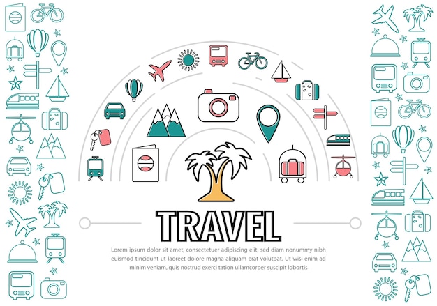 Free vector travel line icons