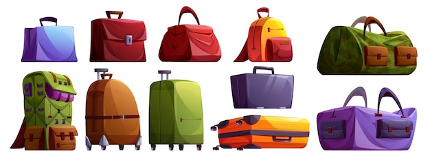 Free vector travel luggage and suitcase vector cartoon set