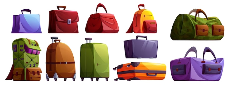 Free Vector travel luggage and suitcase vector cartoon set