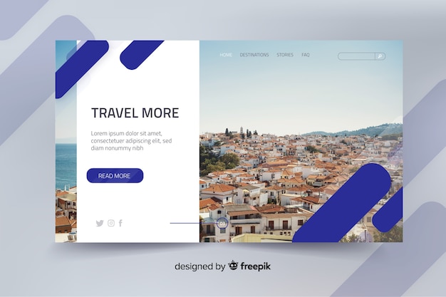 Vettore gratuito viaggia più landing page con foto