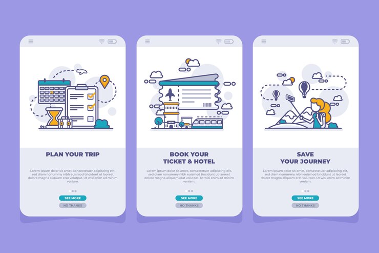 Free Vector | Travel onboarding app screens