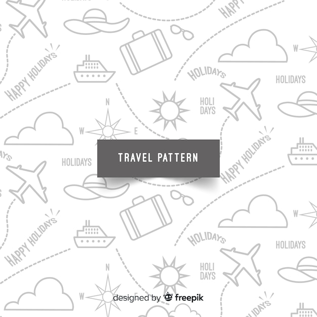 Travel pattern with elements and dash lines