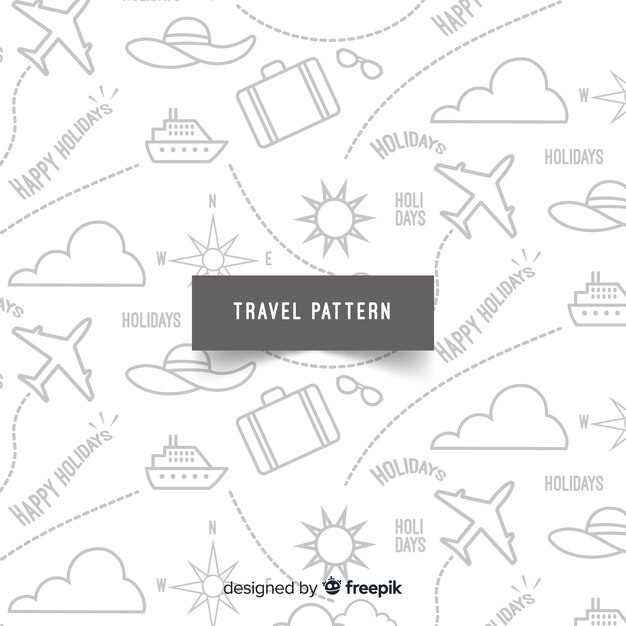 Travel pattern with elements and dash lines