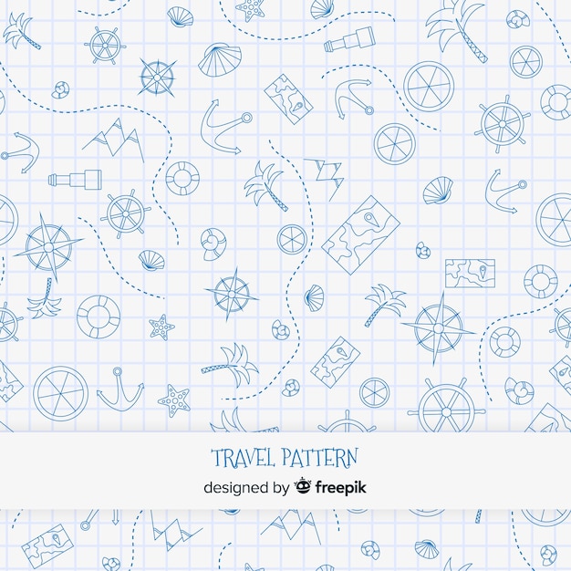 Travel pattern with elements and dash lines