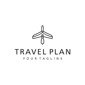 Travel plan plane logo design template Premium Vector