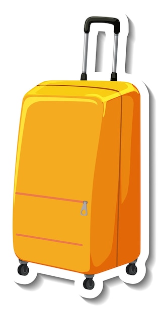 Free vector travel plastic suitcase with wheel cartoon sticker