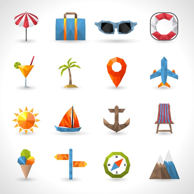 Travel Polygonal Icons