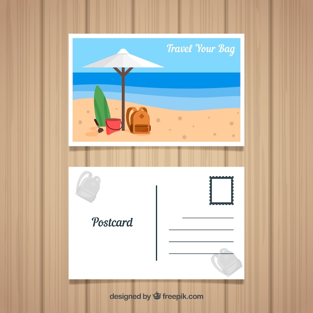 Travel postcard in flat design