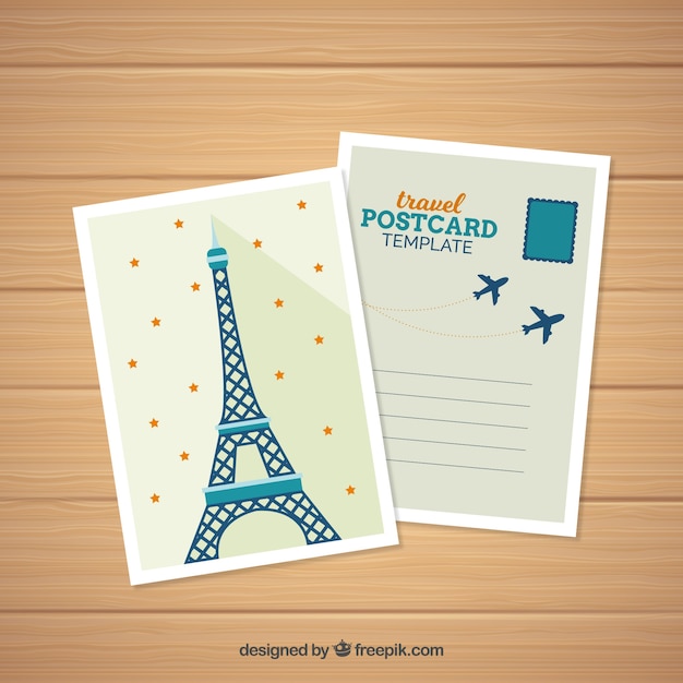 Free vector travel postcard in flat design