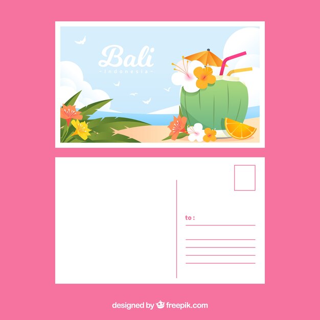 Travel postcard template in flat style