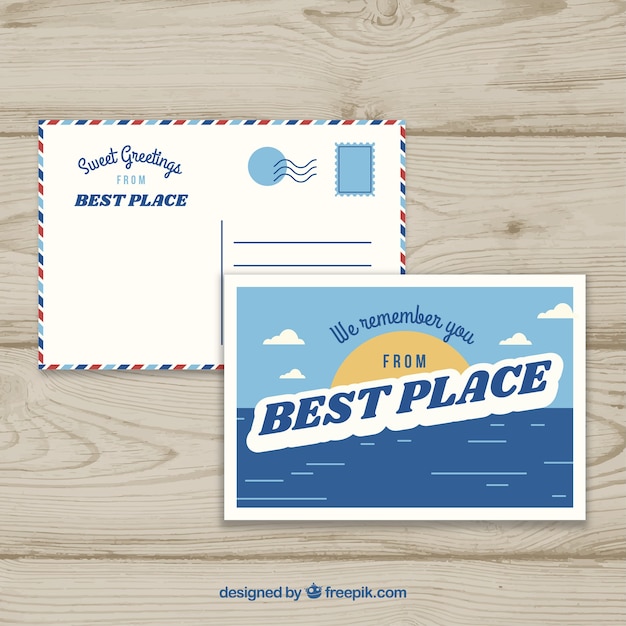 Free vector travel postcard template in flat style