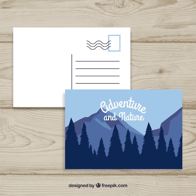 Travel postcard template in flat style