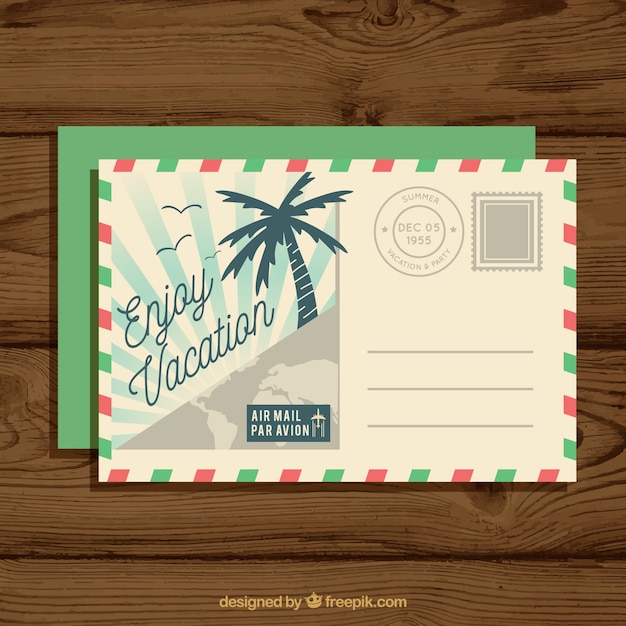 Free vector travel postcard in vintage style