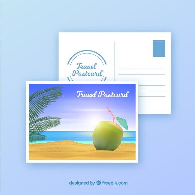 Travel postcard with destination