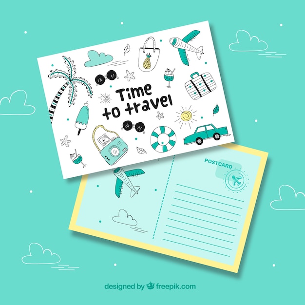 Travel postcard with destination