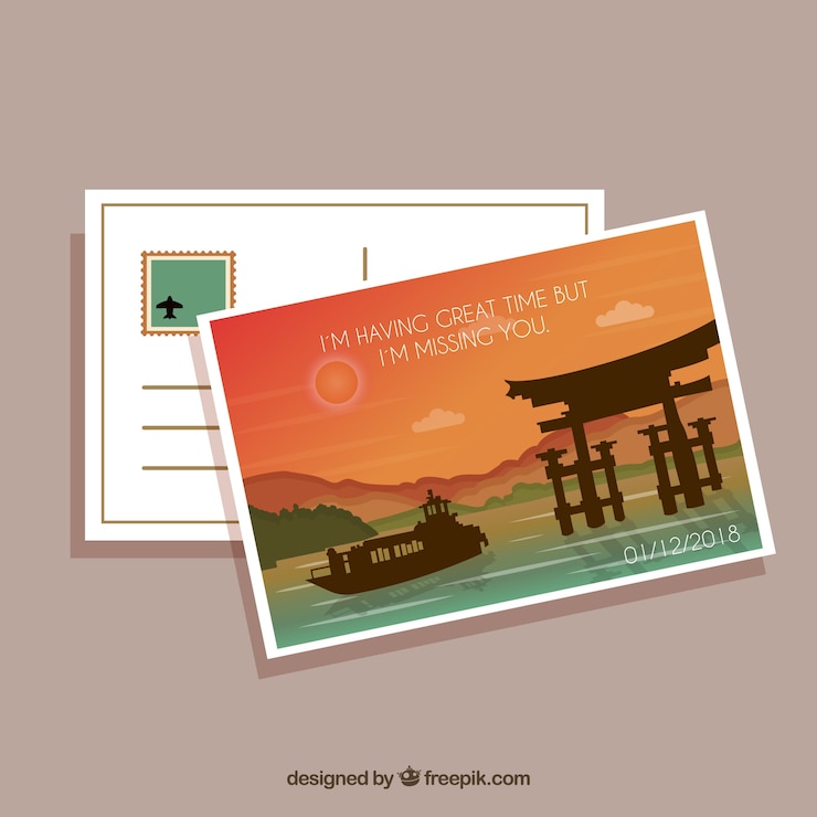 무료 Vector 풍경과 여행 엽서