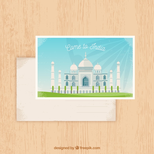 Free vector travel postcard with monuments in vintage style