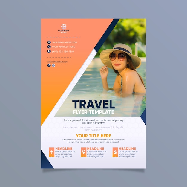 Free vector travel poster design with photo