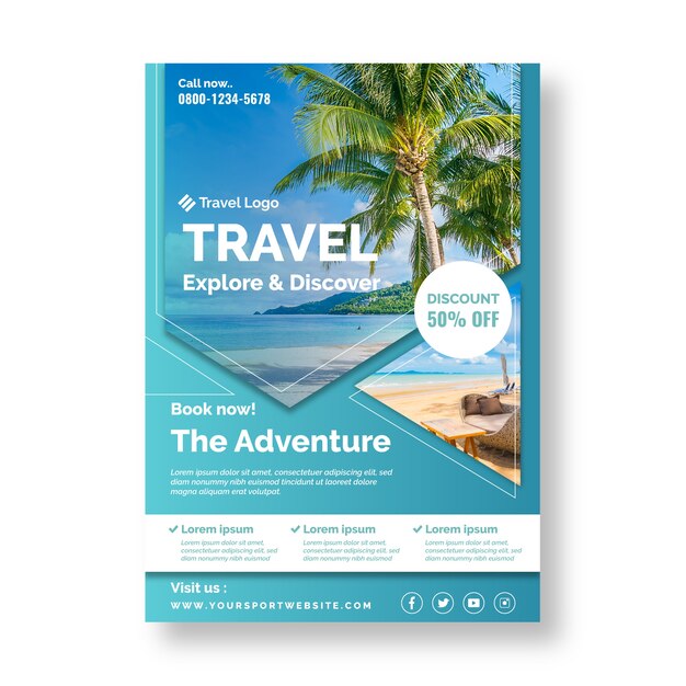 Travel poster template concept