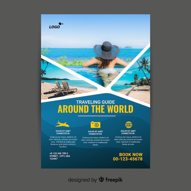 Travel poster template with image