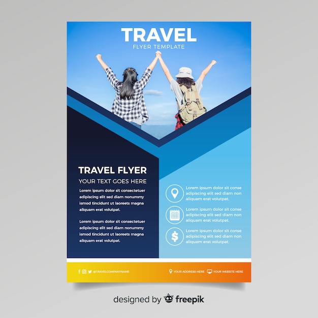 Free vector travel poster template with image