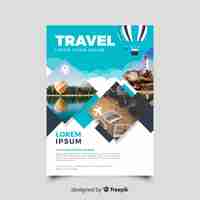 Free vector travel poster template with photo