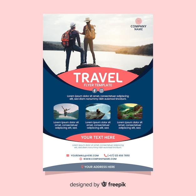 Free vector travel poster template with photo