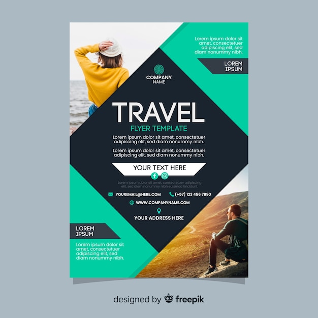 Travel poster template with photo