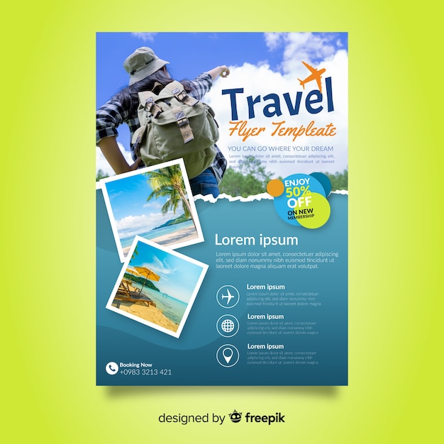 Travel poster template with photo