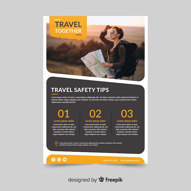 Travel poster template with photo