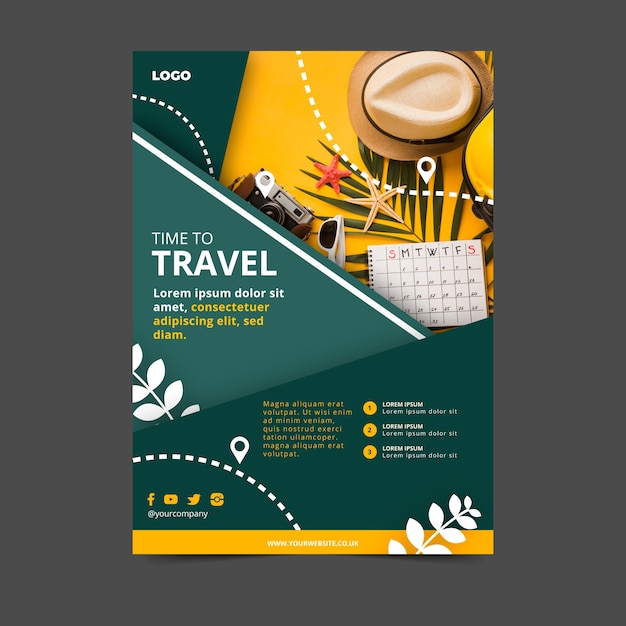 Travel poster template with photo