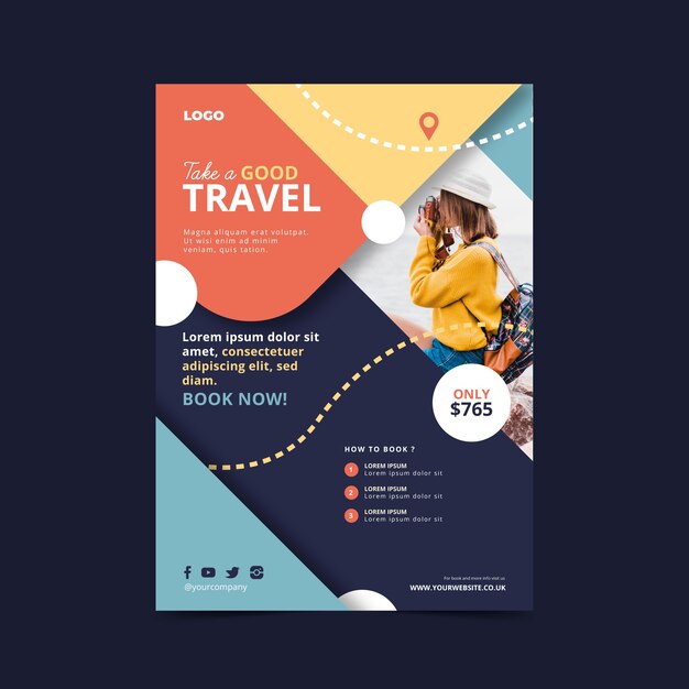 Travel poster template with photo