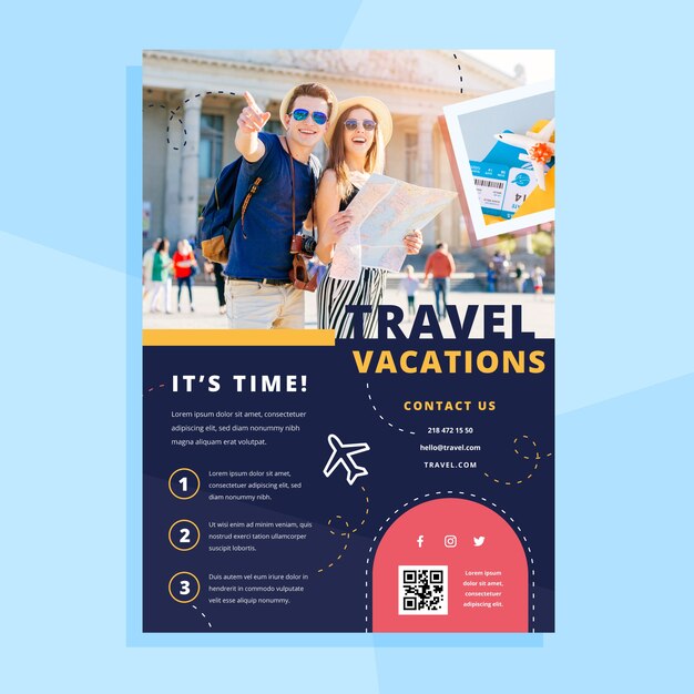 Travel poster template with photo
