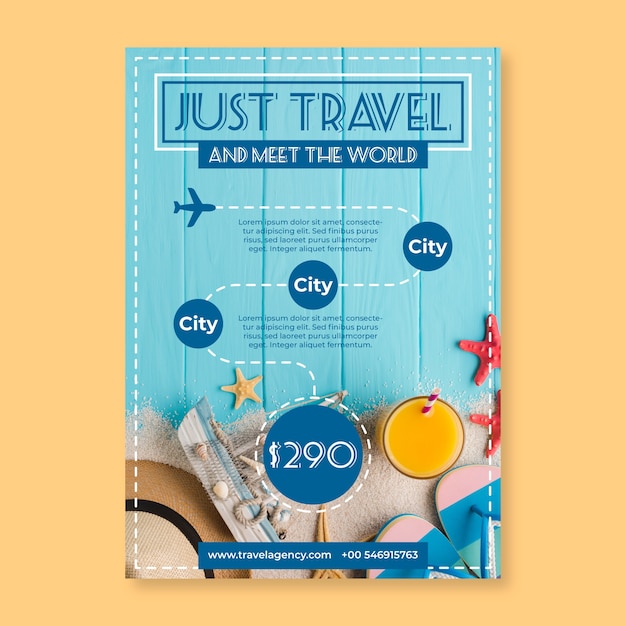 Travel Poster Template with Photo – Free Vector Download