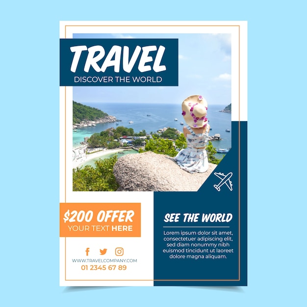Бесплатное векторное изображение Туристический плакат с изображением