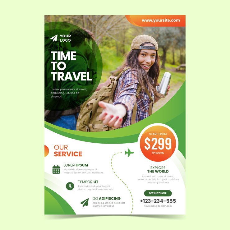 Free Vector travel poster with photo