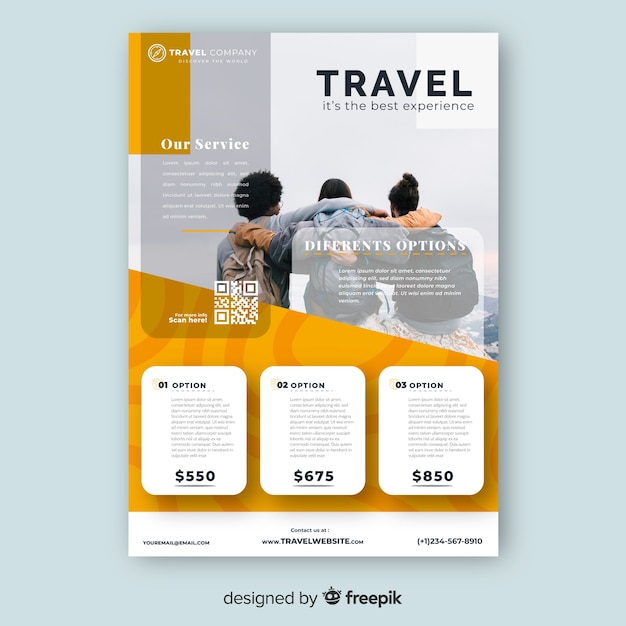 Free vector travel posture template with photo