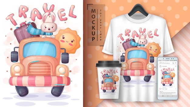 Travel rabbit - poster and merchandising