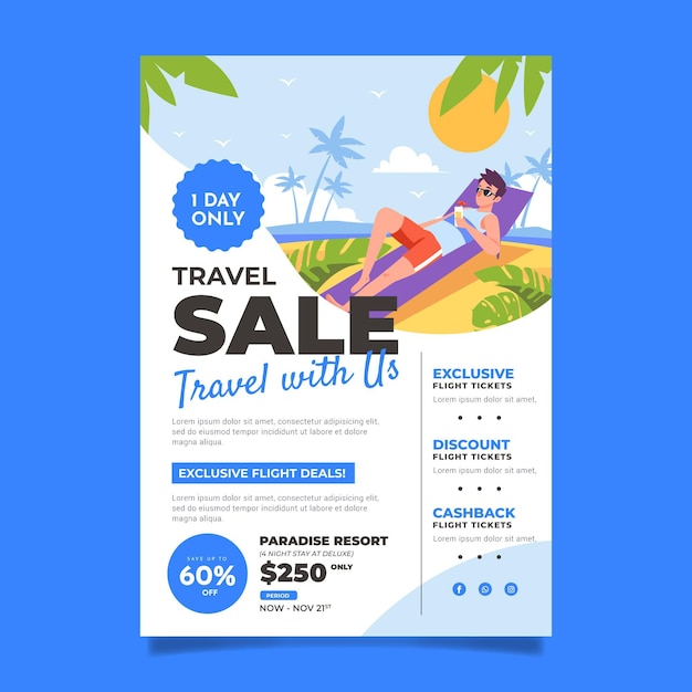 Free vector travel sale flyer design