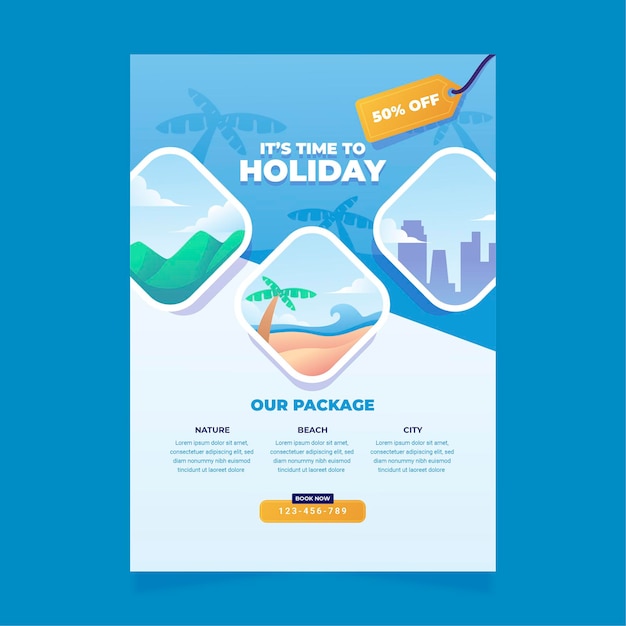 Free vector travel sale flyer template with photo