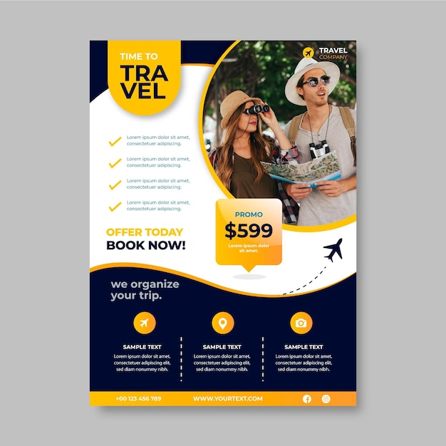 Travel sale flyer template with photo