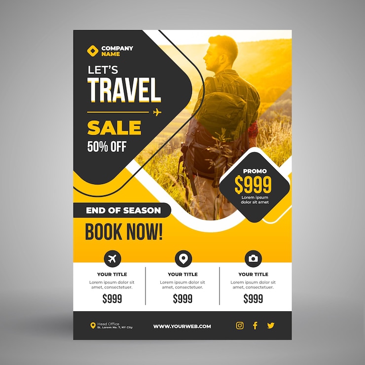 Free Vector travel sale flyer template