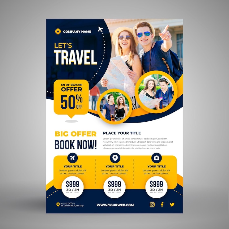 Free Vector travel sale flyer template