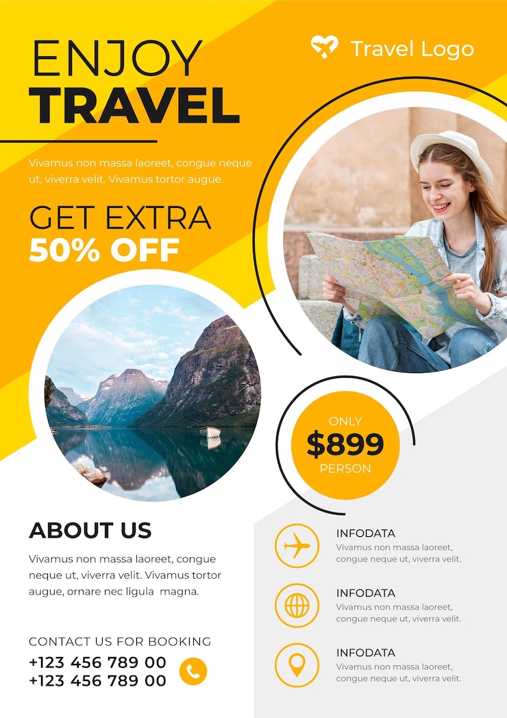 Free Vector travel sale flyer  template