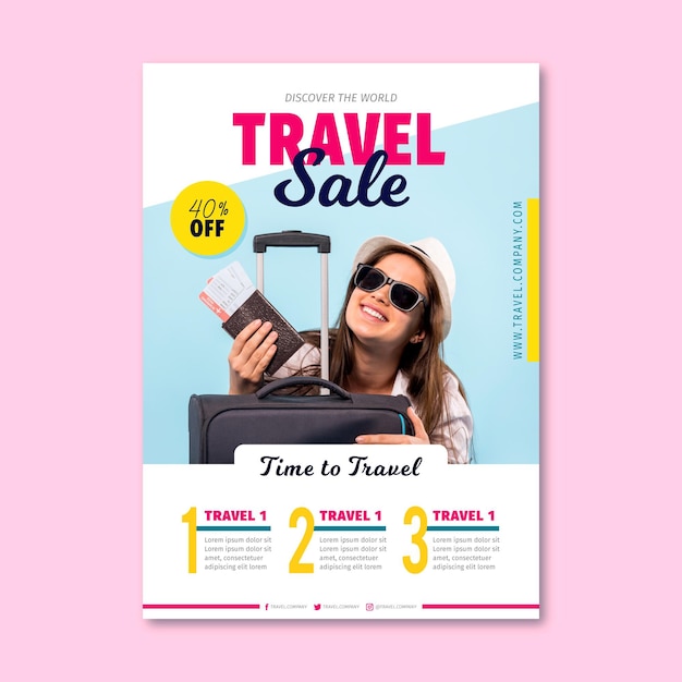 Free vector travel sale flyer with image