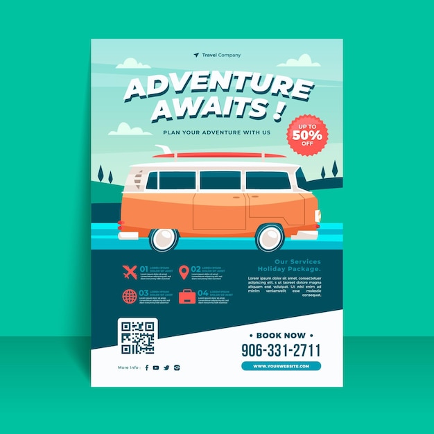 Travel sale illustrated flyer template