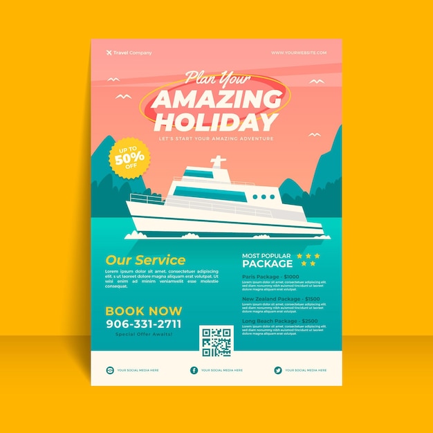 Free vector travel sale illustrated flyer with cruise