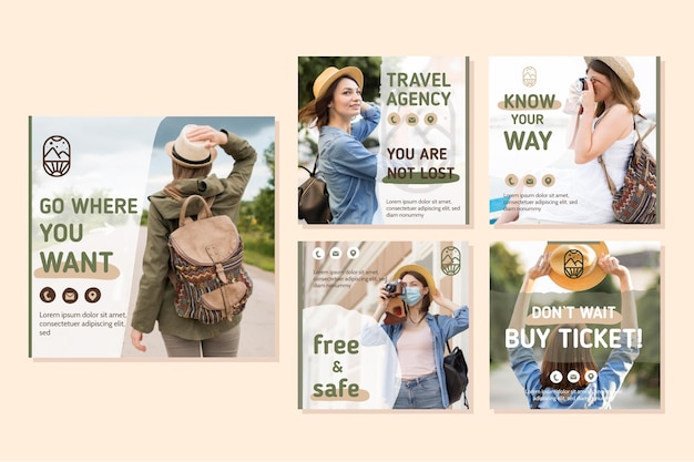 Travel sale instagram posts set