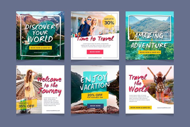 Travel sale instagram posts set