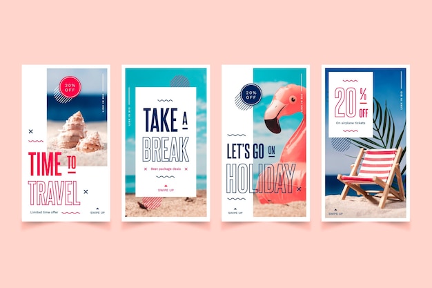 Free vector travel sale instagram stories